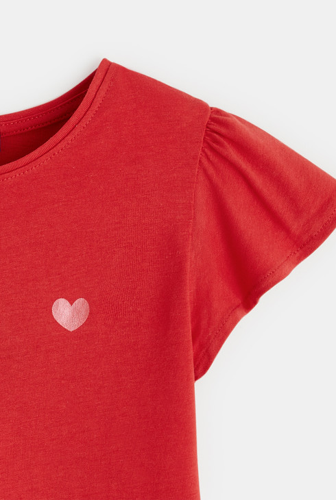 Koszulka z krótkim rękawem z falbankami fioletowa dla dziewczynki 2