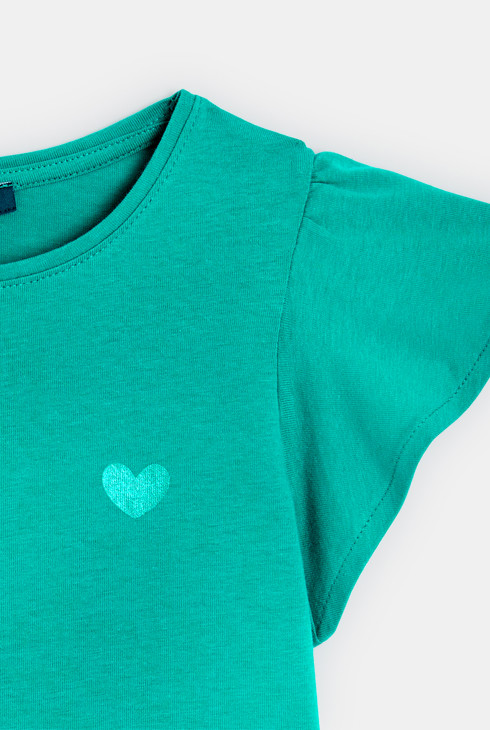 T-Shirt mit kurzen gerüschten Ärmeln Grün Mädchen 2