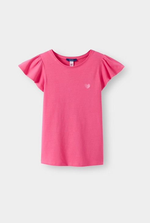 Różowa koszulka z krótkim rękawem z falbankami niemowlę dziewczynka 1