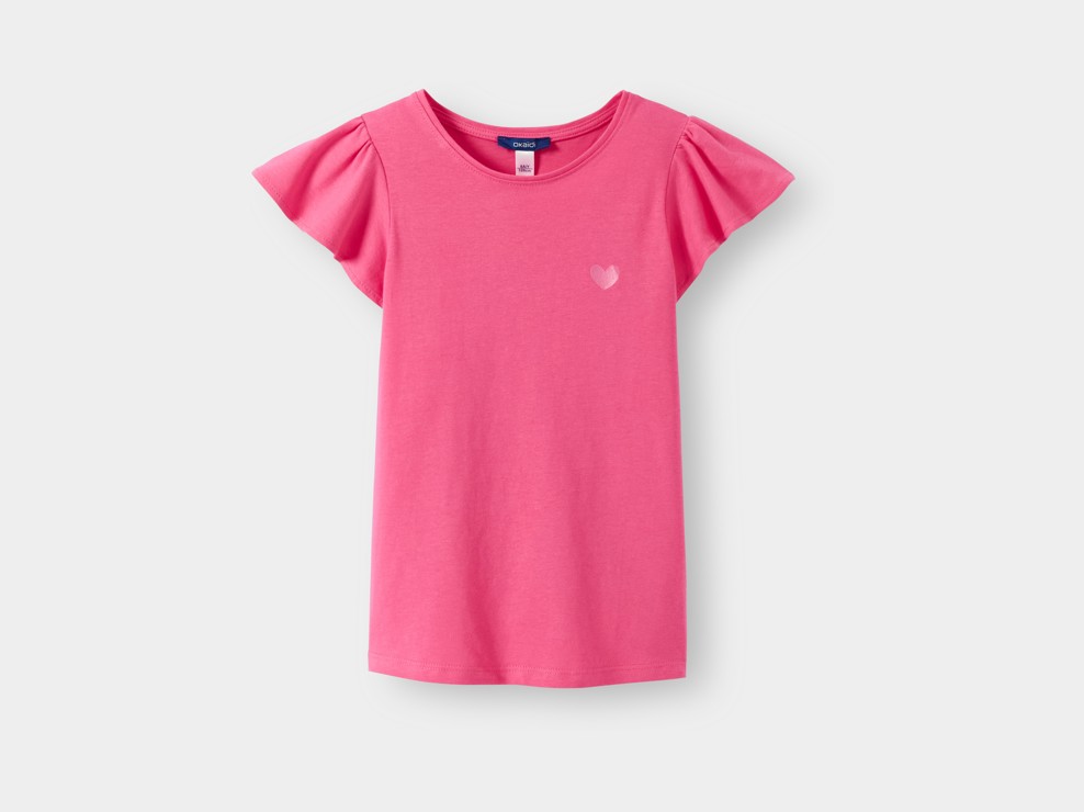 Różowa koszulka z krótkim rękawem z falbankami niemowlę dziewczynka 1