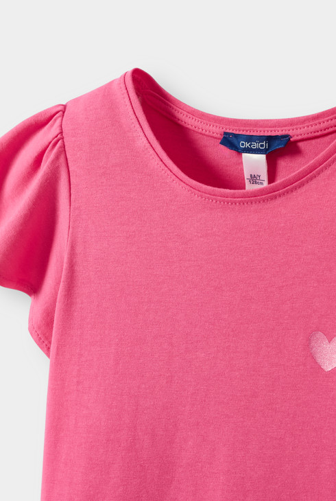 Różowa koszulka z krótkim rękawem z falbankami niemowlę dziewczynka 2