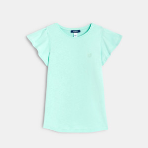 T-Shirt mit kurzen gerüschten Ärmeln Blau Mädchen