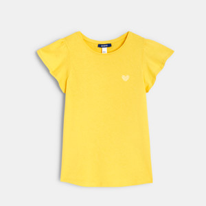 T-Shirt mit kurzen gerüschten Ärmeln Gelb Mädchen