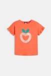 T-shirt à sequins motif pomme orange fille 1