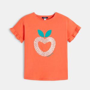 T-shirt con motivi di mela in paillettes arancione bambina 1