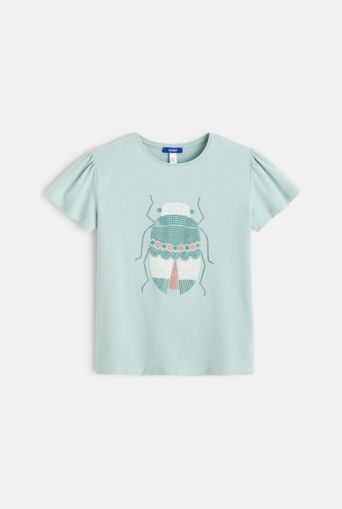 T-Shirt mit Tierprint im Kreuzstich-Design Grün Mädchen 1