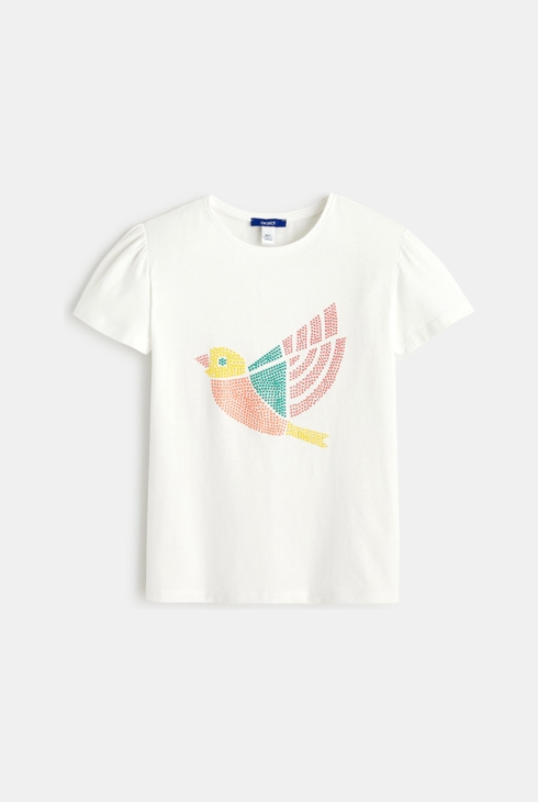 T-Shirt mit Tierprint im Kreuzstich-Design Weiß Mädchen 1