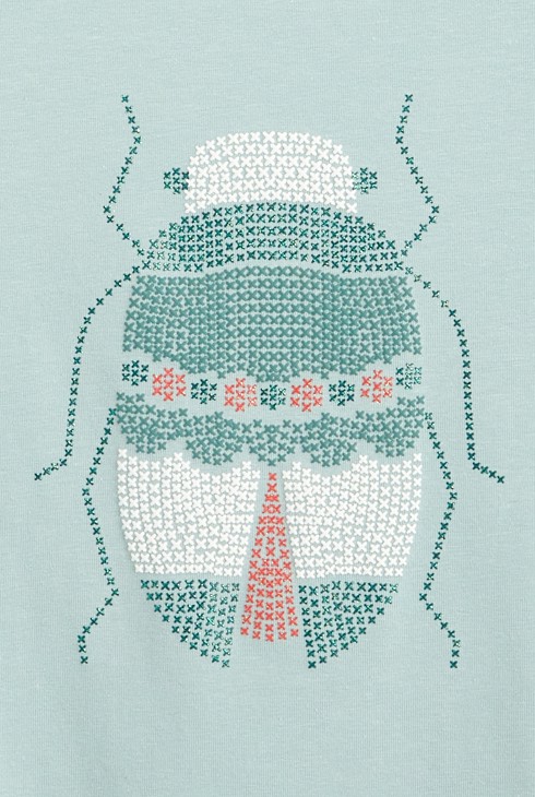 Majica s potiskom živali v tehniki križcev zelena deklica 2