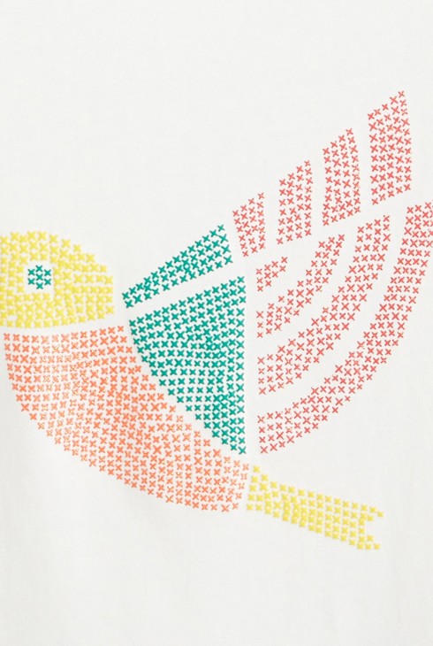 T-Shirt mit Tierprint im Kreuzstich-Design Weiß Mädchen 2