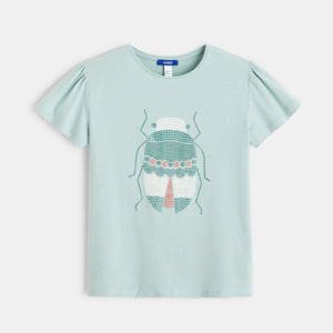 T-shirt imprimé animal point de croix vert fille 1