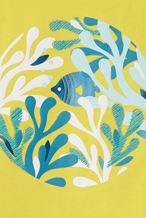 T-Shirt mit Rüschen an den Ärmeln Gelb Mädchen 2