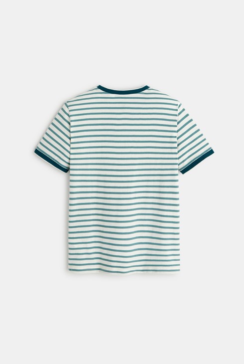 T-shirt marinière vert garçon 2