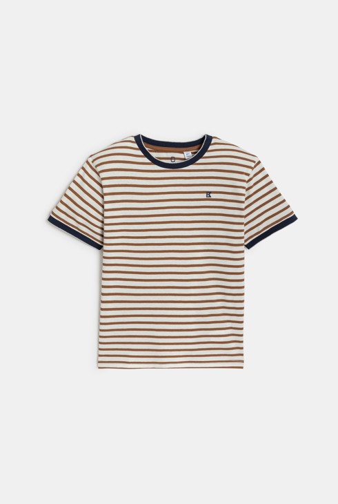 Bruin T-shirt met marinestrepen voor jongens 1