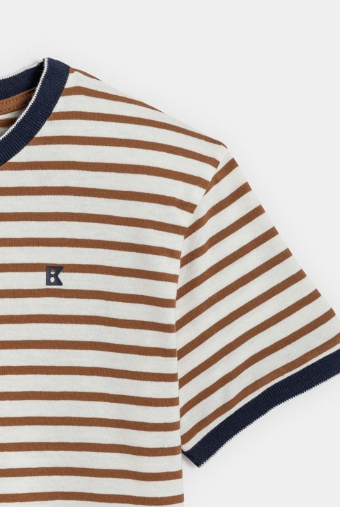 Bruin T-shirt met marinestrepen voor jongens 2