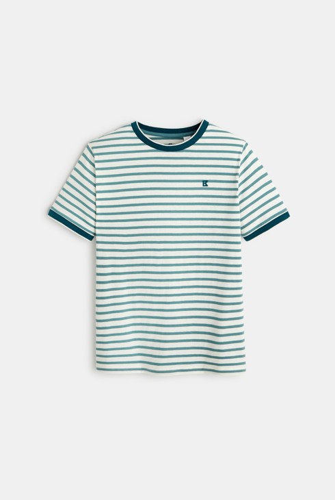 T-shirt marinière verde bambino 2