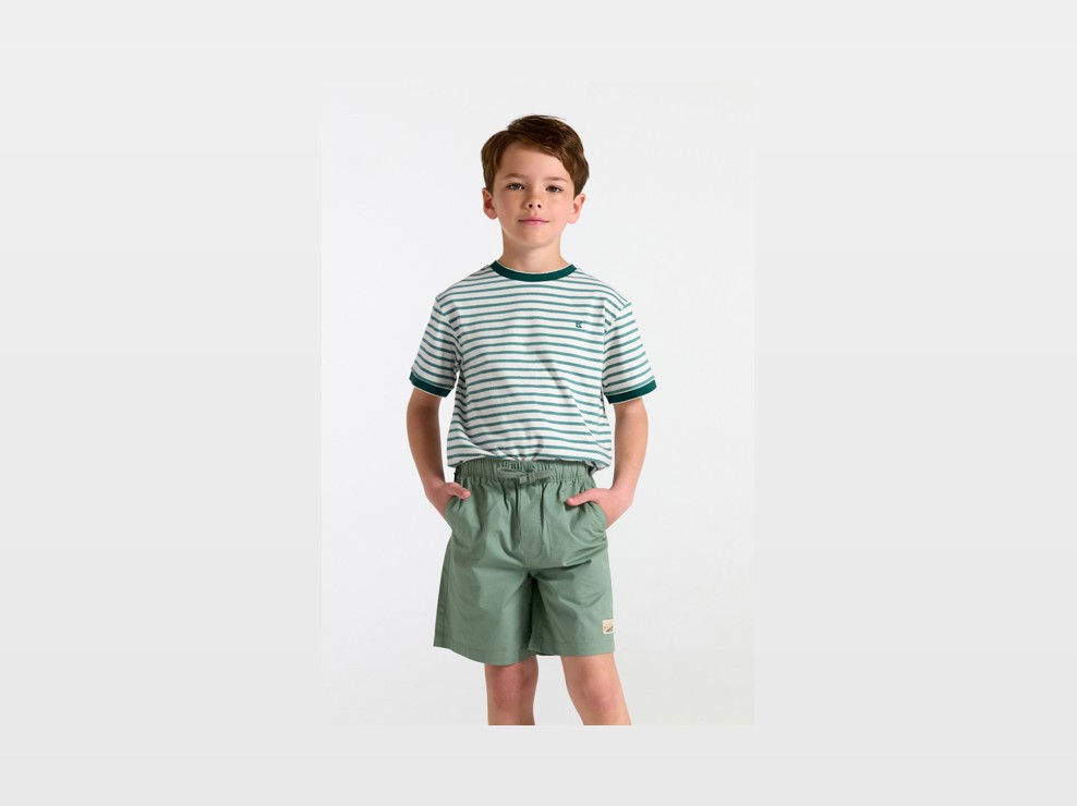 T-shirt marinière verde bambino 1