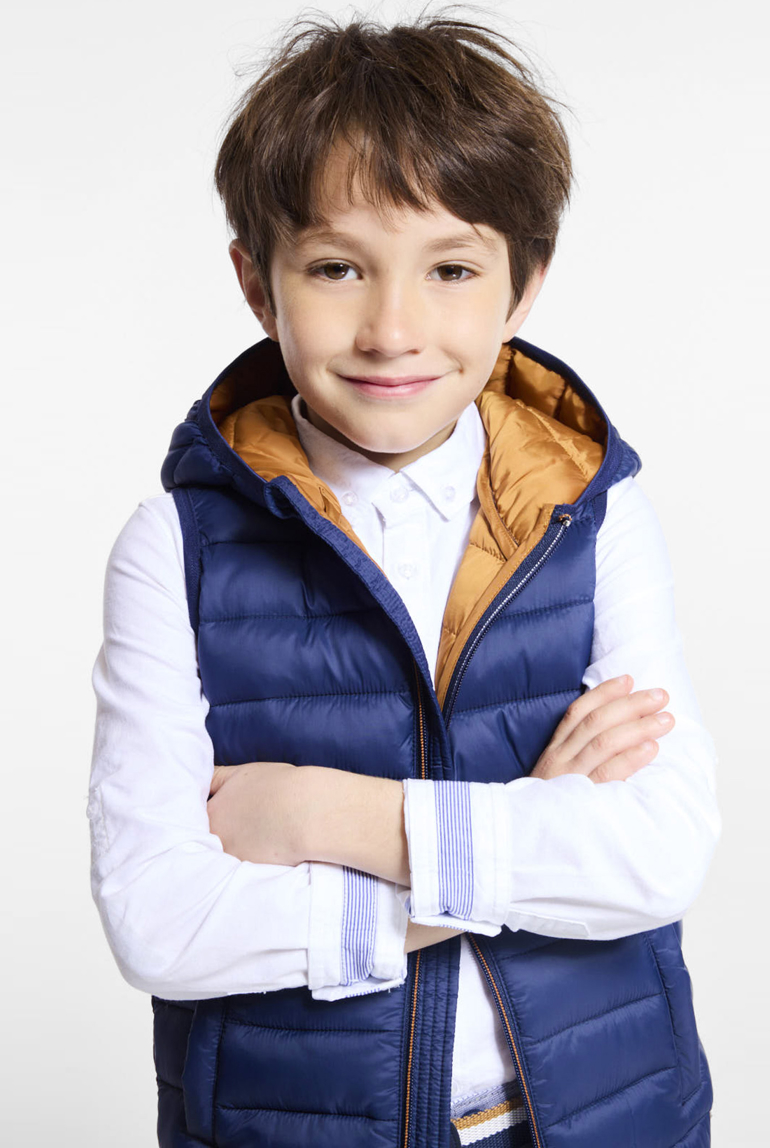 Ärmellose Steppjacke mit Kapuze Blau Jungen 1