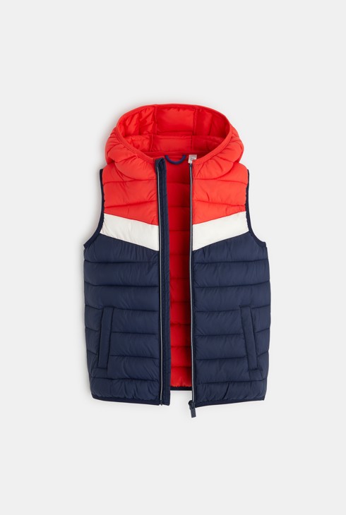 Doudoune légère sans manches et à capuche bleue garçon 2