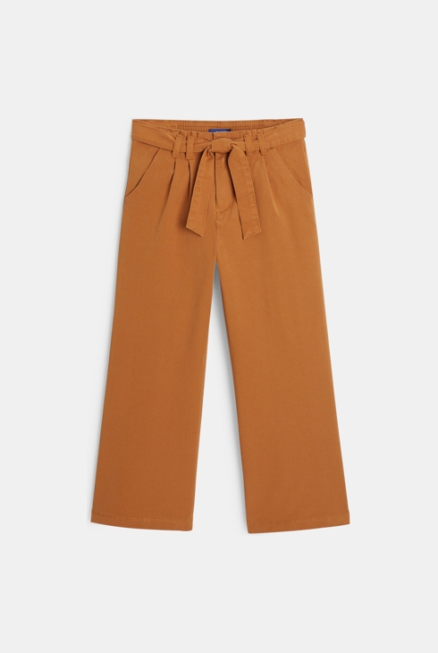 Široke hlače z visokim pasom bež deklica 1