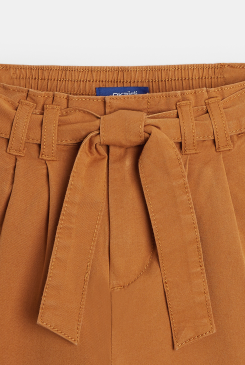 Široke hlače z visokim pasom bež deklica 2