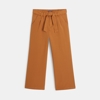 Pantalon large taille haute beige fille