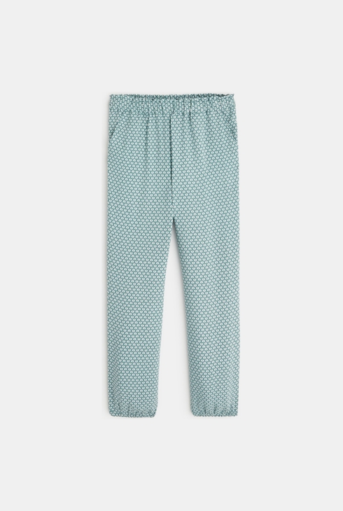 Potiskane hlače v stilu telovadnih hlač zelena deklica 1