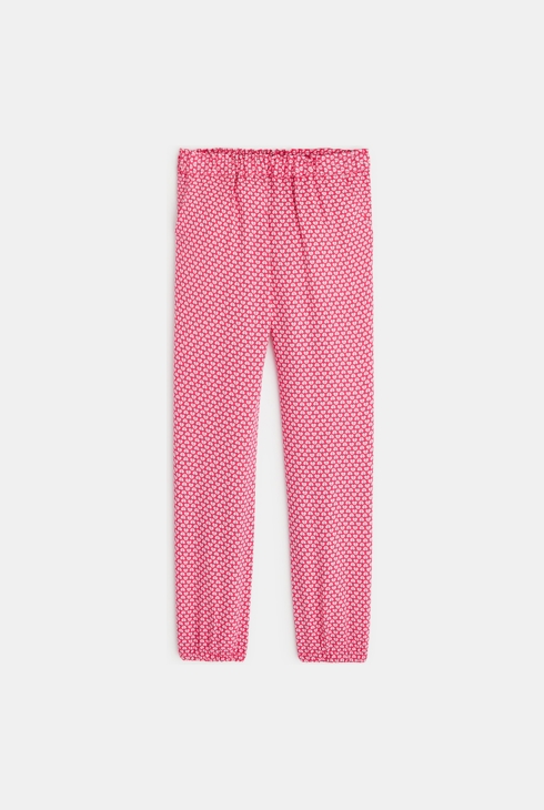 Potiskane hlače v stilu telovadnih hlač rožnata deklica 1