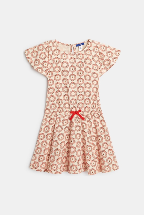 Bedrucktes fließendes Kleid Weiß Mädchen 1