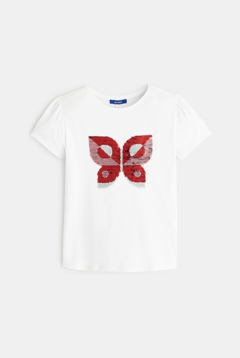 Majica s čarobnimi bleščicami in motivom metuljčka modra deklica 1