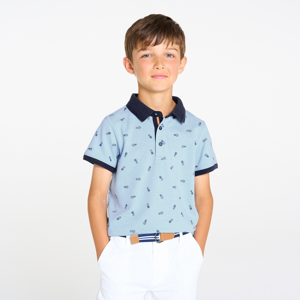 Boy's light blue printed polo shirt 1