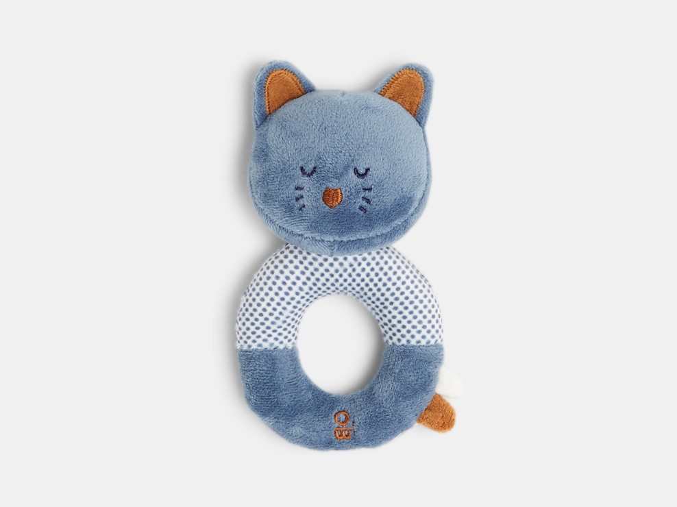 Peluche hochet chat bleu naissance 1