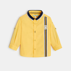 Chemise bande tissée et écusson jaune bébé garçon 1