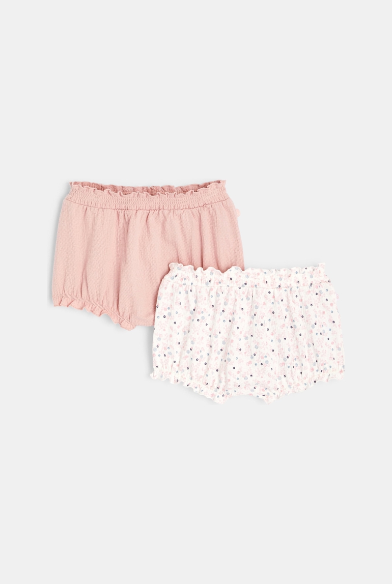 Short maille fantaisie taille élastiquée (lot de 2) rose naissance 1