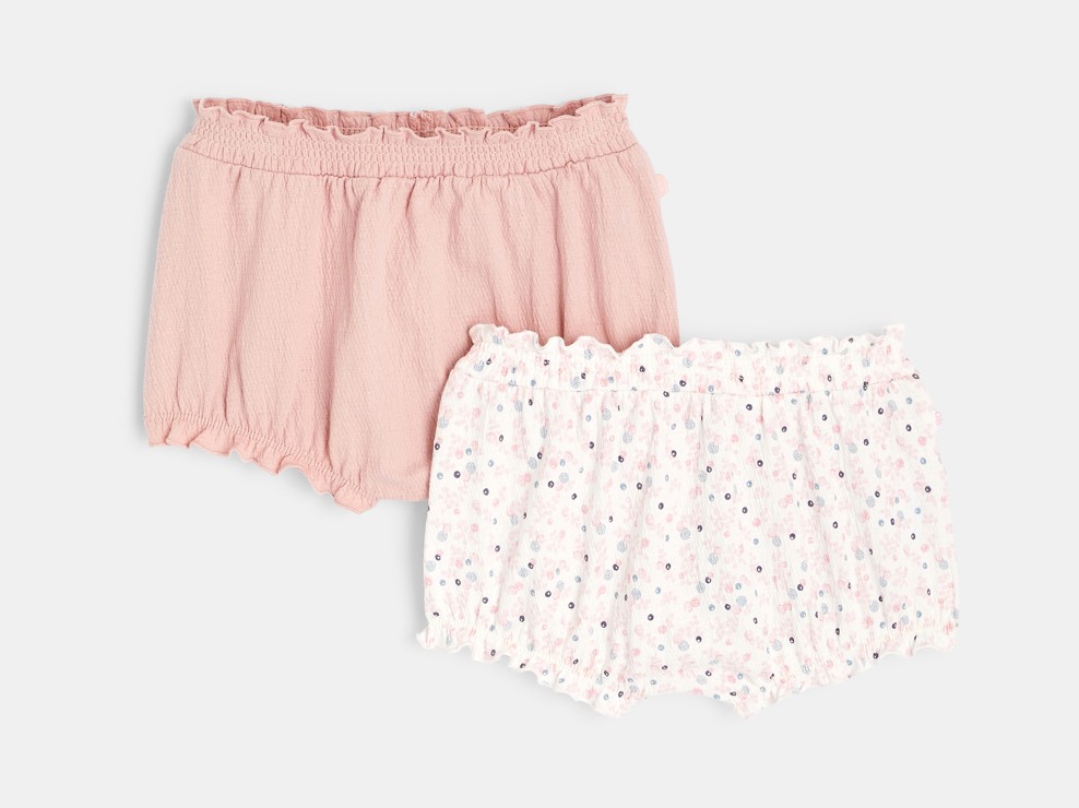 Short maille fantaisie taille élastiquée (lot de 2) rose naissance 1
