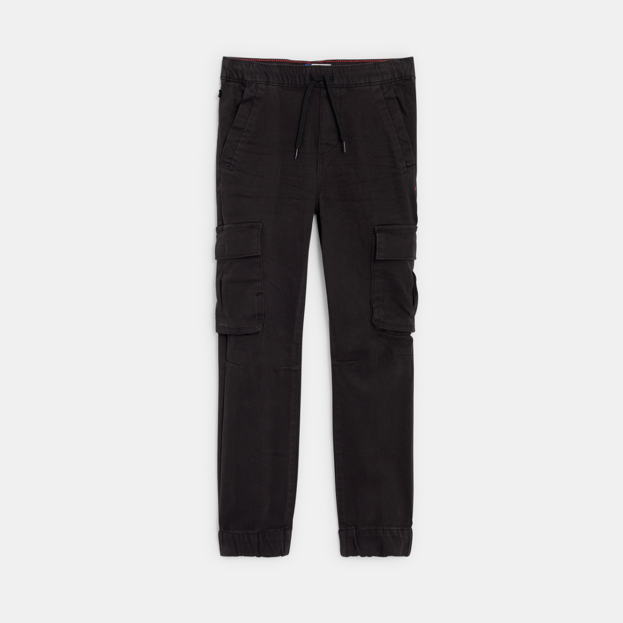 Boy's black canvas cargo trousers Okaïdi & Obaïbi