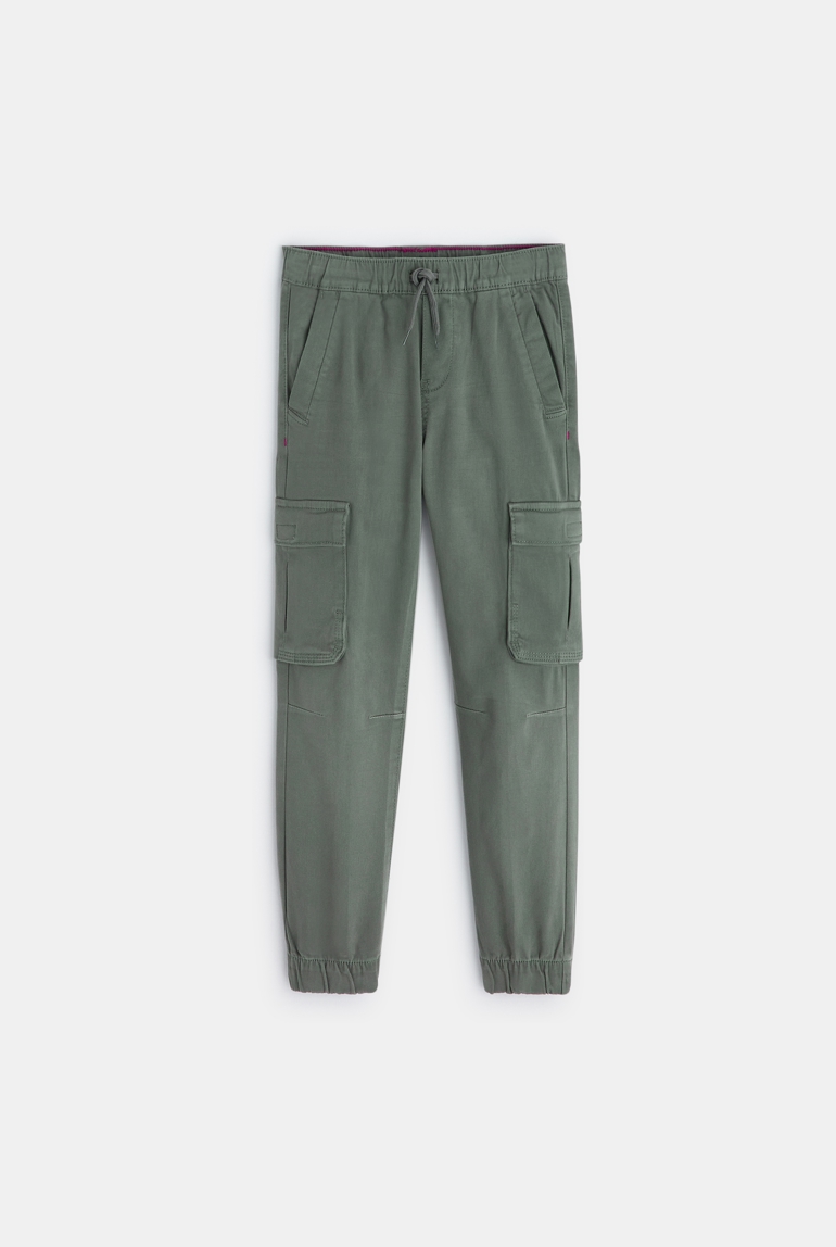 Pantalon cargo en toile vert garçon 1