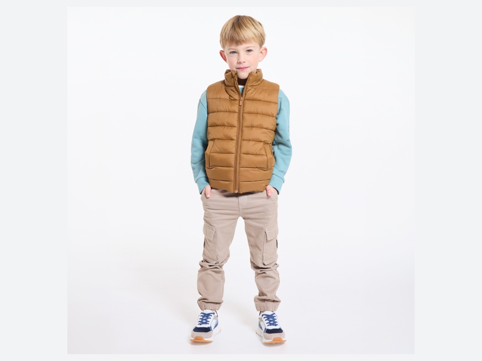 Pantalon cargo en toile beige garçon 1