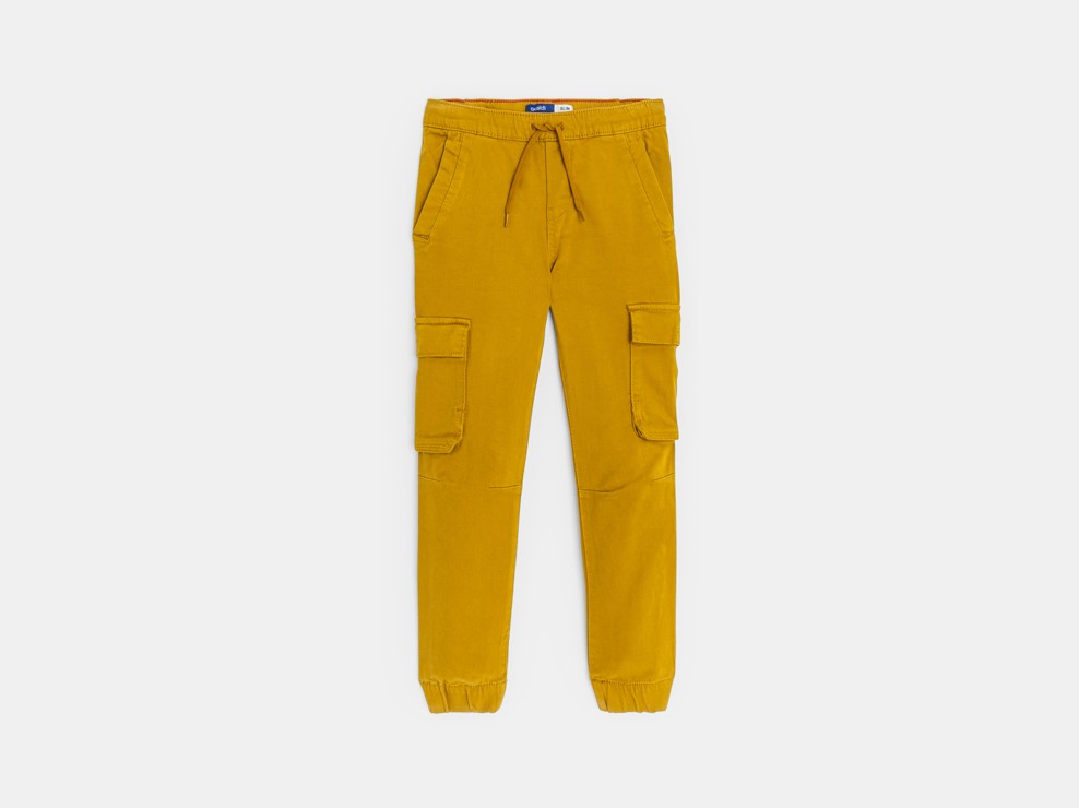 Pantalon cargo en toile jaune garçon 1
