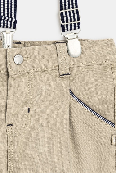 Pantalon chino à bretelles beige bébé garçon 2