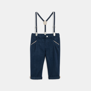 Baby boy's navy blue chino trousers with braces 1