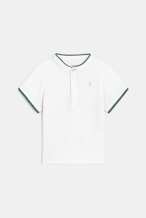 Bermuda à bretelles et t-shirt maille piquée bleu bébé garçon 2