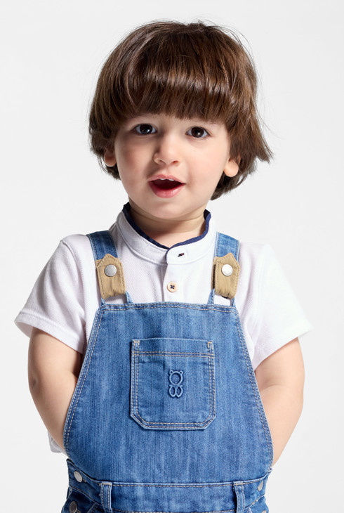 Kurze Jeans-Latzhose Blau Baby Jungen 2