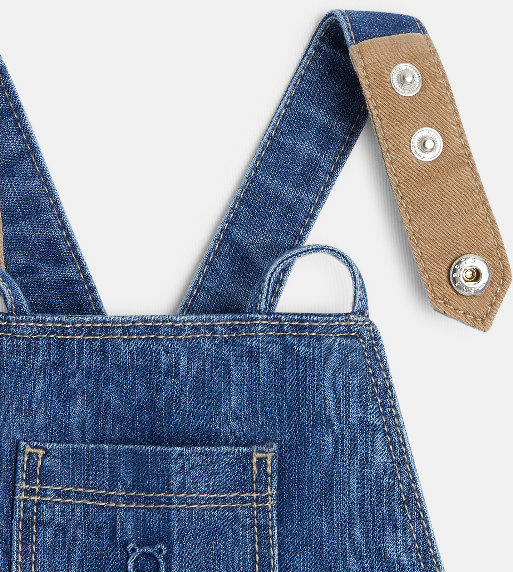 Salopette courte denim bleue bébé garçon