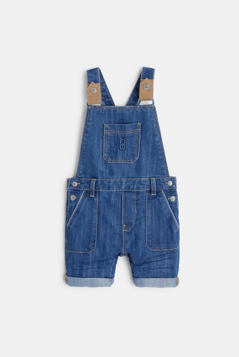 Salopette courte denim bleue bébé garçon 1