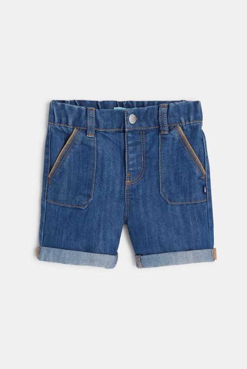 Short denim à revers bleu bébé garçon 2