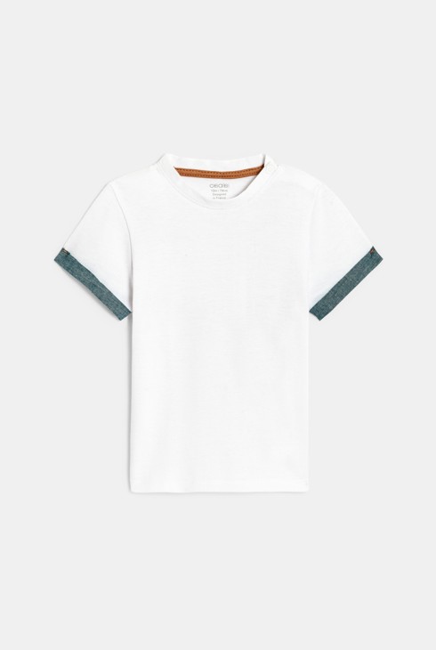 Kurze Dinosaurier-Latzhose und T-Shirt aus Pikee-Strick Orange Baby Jungen 2