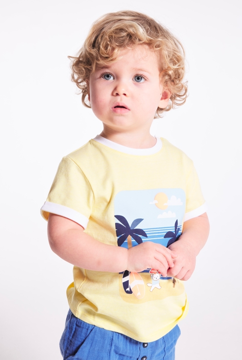 T-Shirt surfende Tiere Gelb Baby Jungen 1