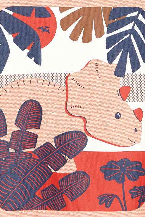 Črtasta majica z dinozavrom  oranžna dojenček deček 2