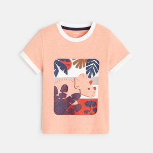 T-shirt dinosauro a righe arancione bimbo 1