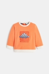 Sweat maille fantaisie dinosaure orange bébé garçon